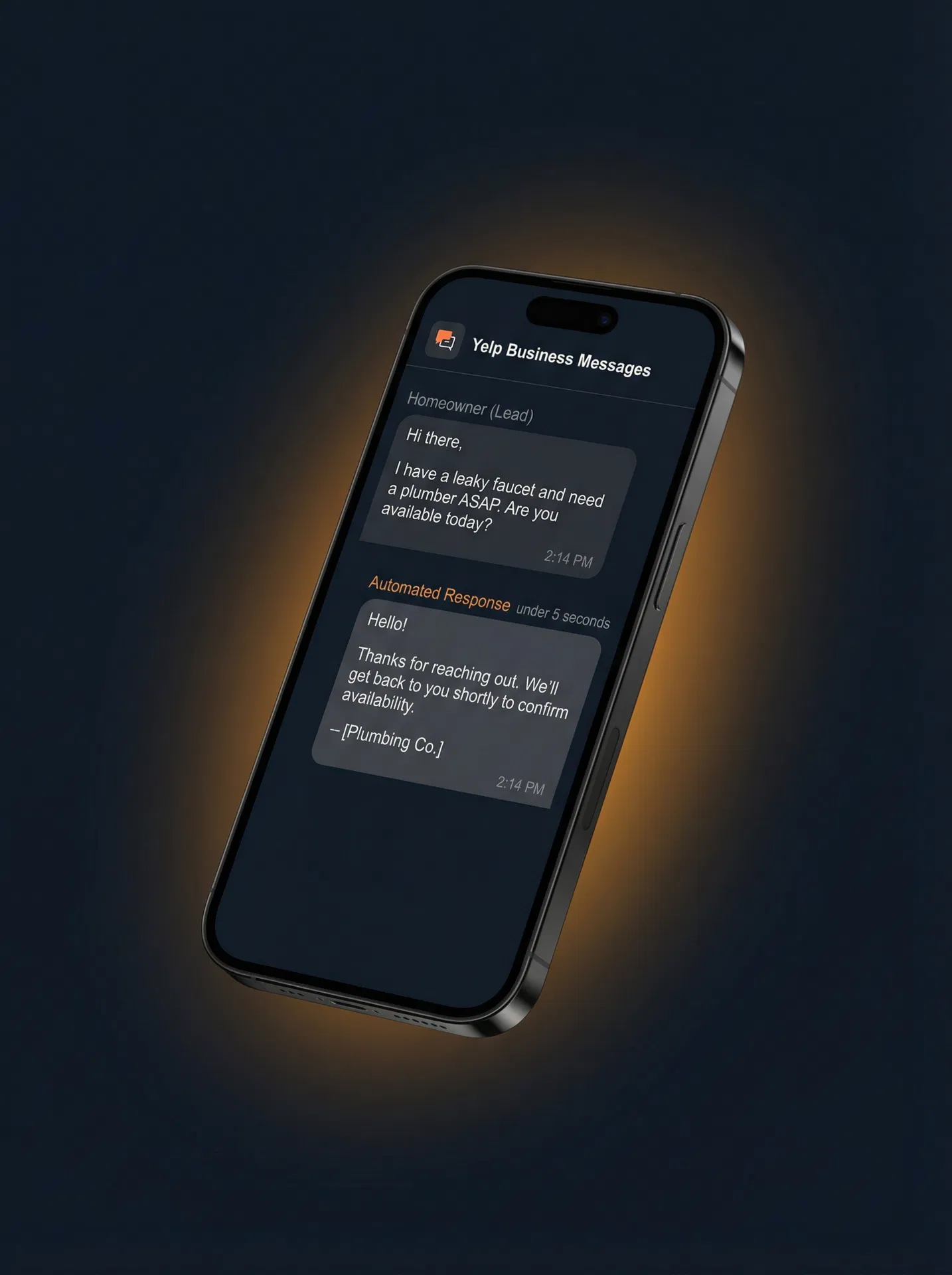 Yelp instant response mockup